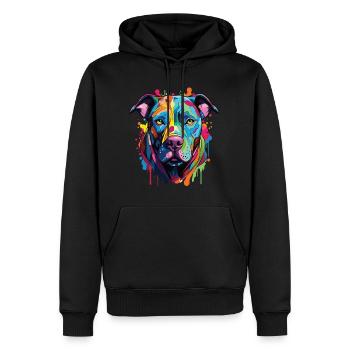 Chien de race Pitbull avec un style coloré popart - Sweat à capuche Premium bio Homme - noir - Devant - Nico (187cm)