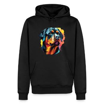 Chien de race Rottweiler avec style coloré Pop Art - Sweat à capuche Premium bio Homme - noir - Devant - Nico (187cm)