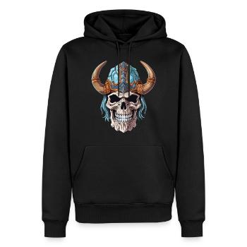 Wikingerschädel, nordische Mythologie - Männer Premium Bio Hoodie - Schwarz - Vorne - Nico (187cm)