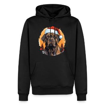 Un chien de race Mastiff fête Noël - Sweat à capuche Premium bio Homme - noir - Devant - Nico (187cm)