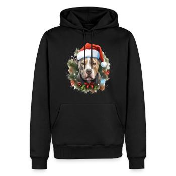 Chien de la race Pitbull qui fête Noël avec vous - Sweat à capuche Premium bio Homme - noir - Devant - Nico (187cm)