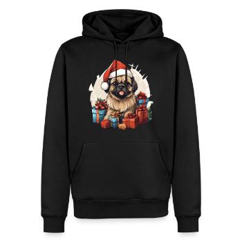 Chien de la race Pékinois qui fête Noël avec vous - Sweat à capuche Premium bio Homme - noir - Devant - Nico (187cm)