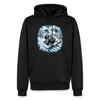 Snowmobiling in a mountainous landscape - Men’s Premium Organic Hoodie - black - Front - Nico (187cm)