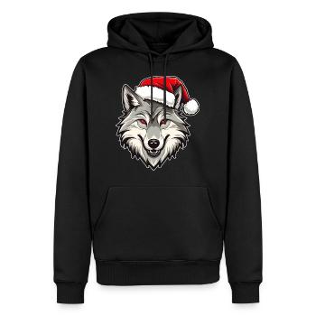 Loup Noël - Sweat à capuche Premium bio Homme - noir - Devant - Nico (187cm)