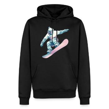 Snowboarder mit Pastellfarben - Männer Premium Bio Hoodie - Schwarz - Vorne - Nico (187cm)