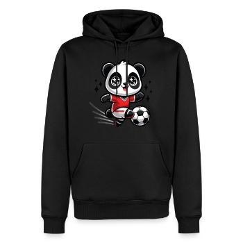 Un panda kawaii qui joue au football - Sweat à capuche Premium bio Homme - noir - Devant - Nico (187cm)