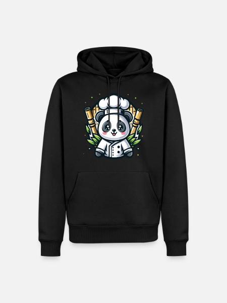 Kawaii Bamboo Panda Chef - Men’s Premium Organic Hoodie - black