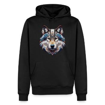 Portrait of a Wolf in Mosaic - Men’s Premium Organic Hoodie - black - Front - Nico (187cm)