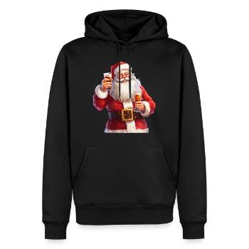 Weihnachtsmann Bier Alkohol Prost Glühwein Schnaps - Männer Premium Bio Hoodie - Schwarz - Vorne - Nico (187cm)