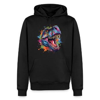 T-Rex Dinosaurier Kopf mit Graffiti-Stil - Männer Premium Bio Hoodie - Schwarz - Vorne - Nico (187cm)