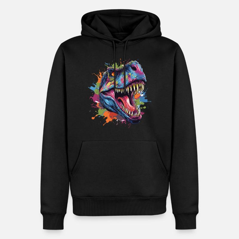 T-Rex Dinosaurier Kopf mit Graffiti-Stil - Männer Premium Bio Hoodie - Schwarz