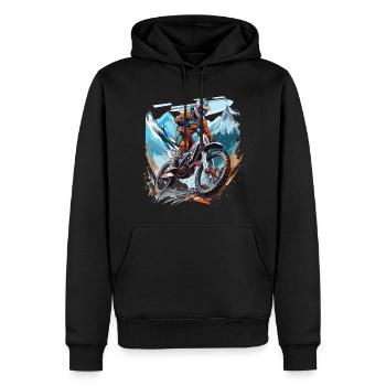 Motocross avec un décor de montagnes - Sweat à capuche Premium bio Homme - noir - Devant - Nico (187cm)