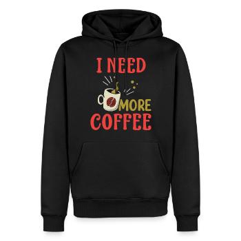 J’ai besoin de plus de café - Cadeaux de café - Café - Sweat à capuche Premium bio Homme - noir - Devant - Nico (187cm)