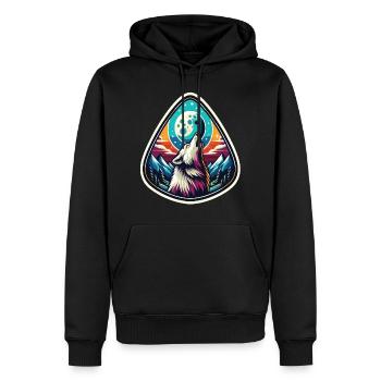 A wolf howling under the full moon - Men’s Premium Organic Hoodie - black - Front - Nico (187cm)