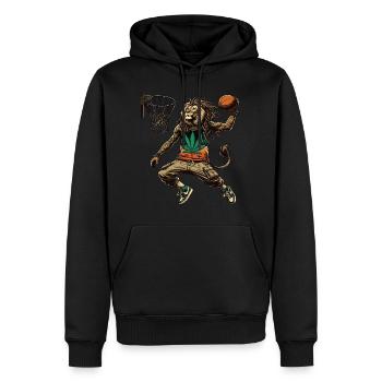 Ein Rasta-Löwe beim Dunking-Basketball - Männer Premium Bio Hoodie - Schwarz - Vorne - Nico (187cm)