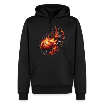 Ein Basketball in Flammen - Männer Premium Bio Hoodie - Schwarz - Vorne - Nico (187cm)