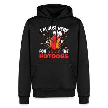 I'm Just Here For The Hot Dogs Lustiges Hot Dog - Männer Premium Bio Hoodie - Schwarz - Vorne - Nico (187cm)