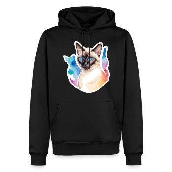 Siamkatze Wasserfarben - Männer Premium Bio Hoodie - Schwarz - Vorne - Nico (187cm)