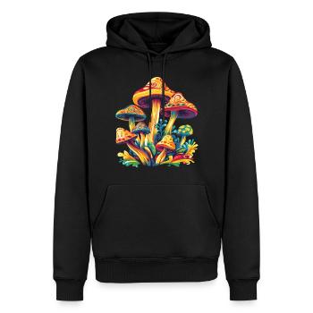 Champignons psychédéliques colorés - Sweat à capuche Premium bio Homme - noir - Devant - Nico (187cm)