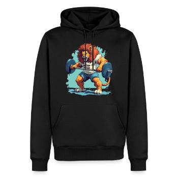 Lion body builder no pain no gain - Men’s Premium Organic Hoodie - black - Front - Nico (187cm)