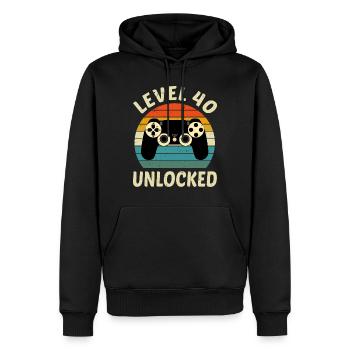 Level 40 Freigeschaltetes Geschenk zum 40. Geburtstag von Videospielern - Männer Premium Bio Hoodie - Schwarz - Vorne - Nico (187cm)