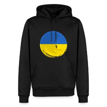 Drapeau de l’Ukraine Vintage Drapeau ukrainien d’occasion Look - Sweat à capuche Premium bio Homme - noir - Devant - Nico (187cm)