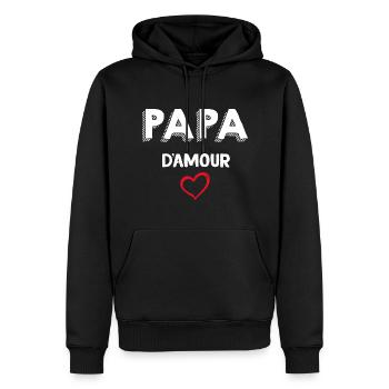 Papa Je T'aime Papa D'amour - Sweat à capuche Premium bio Homme - noir - Devant - Nico (187cm)
