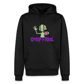 Lustiges Zombie-Design "Creep It Real" - Männer Premium Bio Hoodie - Schwarz - Vorne - Nico (187cm)