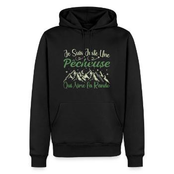Pêcheuse aventurier passionnée de Randonnée cadeau - Sweat à capuche Premium bio Homme - noir - Devant - Nico (187cm)