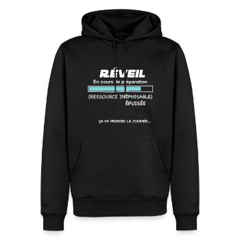 Réveil Humour Téléchargement En Cours - Sweat à capuche Premium bio Homme - noir - Devant - Nico (187cm)