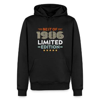 Retro 1986 Vintage Geschenk 38. Geburtstag 38 Jahre - Männer Premium Bio Hoodie - Schwarz - Vorne - Nico (187cm)
