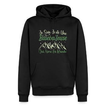 Baseballeuse aventurier passionnée de Randonnée - Sweat à capuche Premium bio Homme - noir - Devant - Nico (187cm)