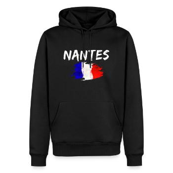 Nantes France Drapeau Ville de Nantes - Sweat à capuche Premium bio Homme - noir - Devant - Nico (187cm)