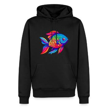 Poisson rouge arc-en-ciel - Sweat à capuche Premium bio Homme - noir - Devant - Nico (187cm)