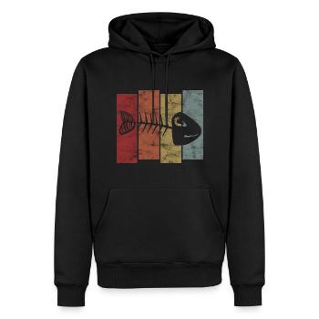 Fishbones for anglers, fishermen and children | Pisces - Men’s Premium Organic Hoodie - black - Front - Nico (187cm)