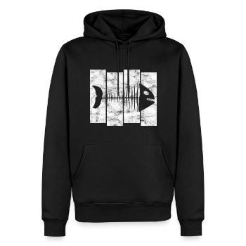 Fishbones for anglers, fishermen and children | Pisces - Men’s Premium Organic Hoodie - black - Front - Nico (187cm)