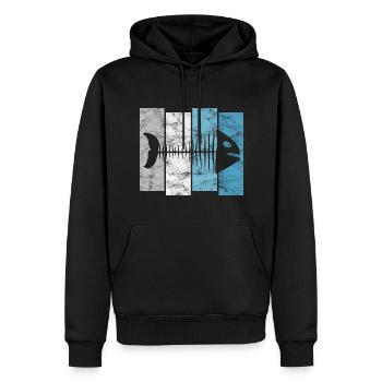 Fischgräte für Angler, Fischer und Kinder | Fische - Männer Premium Bio Hoodie - Schwarz - Vorne - Nico (187cm)