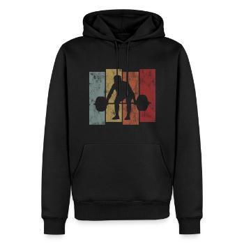 Musculation Bodybuilder GYM Fitnessstudio Retro - Sweat à capuche Premium bio Homme - noir - Devant - Nico (187cm)
