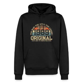 1989 Vintage né homme mythe légende - Sweat à capuche Premium bio Homme - noir - Devant - Nico (187cm)
