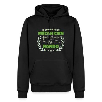 Fier d’être Mécanicien et Passionné de la Randonné - Sweat à capuche Premium bio Homme - noir - Devant - Nico (187cm)