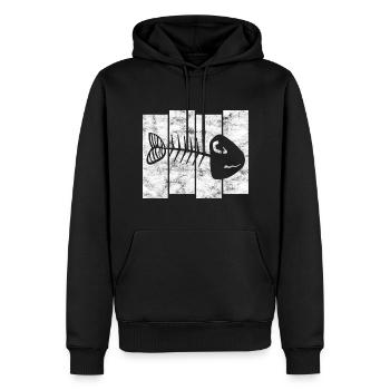 Fishbones for anglers, fishermen and children | Pisces - Men’s Premium Organic Hoodie - black - Front - Nico (187cm)