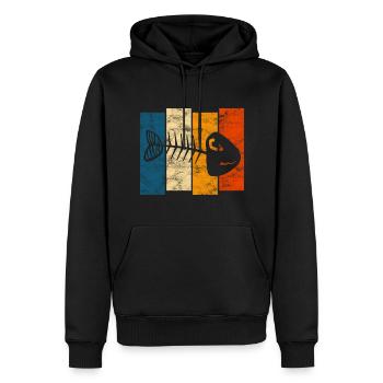 Fishbones for anglers, fishermen and children | Pisces - Men’s Premium Organic Hoodie - black - Front - Nico (187cm)