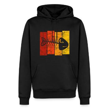 Fishbones for anglers, fishermen and children | Pisces - Men’s Premium Organic Hoodie - black - Front - Nico (187cm)