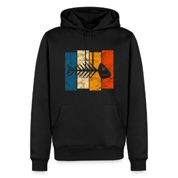 Arête de poisson pour les pêcheurs, les pêcheurs et les enfants | Poissons - Sweat à capuche Premium bio Homme - noir - Devant - Nico (187cm)