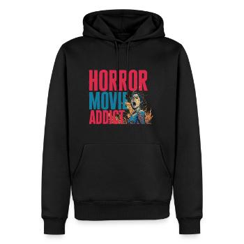 Horrorfilmsüchtig - Schreiende Frau Illustration - Männer Premium Bio Hoodie - Schwarz - Vorne - Nico (187cm)