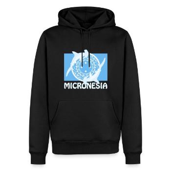 Flagge Mikronesiens und Hammerhaie - Männer Premium Bio Hoodie - Schwarz - Vorne - Nico (187cm)