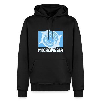 Flagge Mikronesiens und Weißspitzenhochseehaie - Männer Premium Bio Hoodie - Schwarz - Vorne - Nico (187cm)