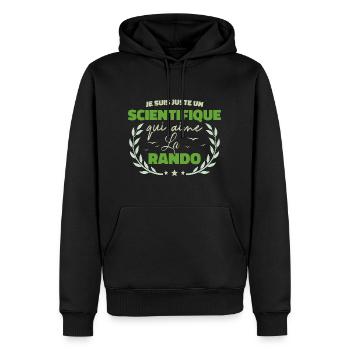 Fier d’être Scientifique et Passionné de la Rando - Sweat à capuche Premium bio Homme - noir - Devant - Nico (187cm)