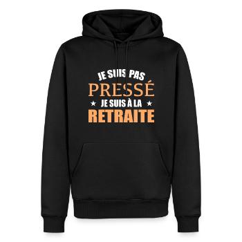 Je Suis Pas Pressé Je Suis à La Retraite - Sweat à capuche Premium bio Homme - noir - Devant - Nico (187cm)