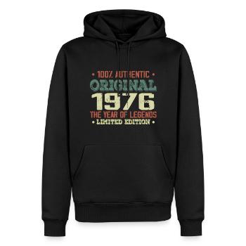 Légende Depuis 1976 Né en 1976 - 48e Anniversaire - Sweat à capuche Premium bio Homme - noir - Devant - Nico (187cm)